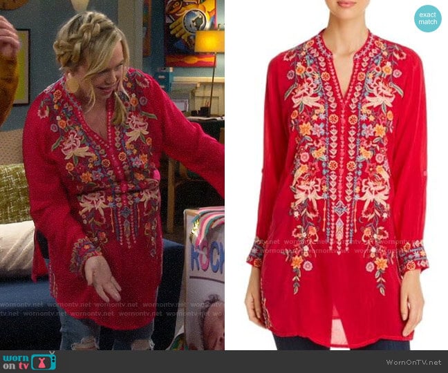 Johnny Was Annette Embroidered Tunic Top worn by Kristin Baxter (Amanda Fuller) on Last Man Standing