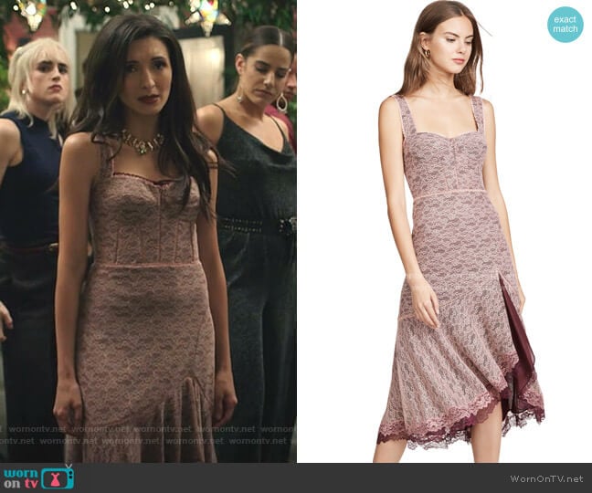 Lace Open Slit Bustier Dress by Jonathan Simkhai worn by India de Beaufort