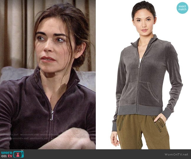 Juicy Couture Velour Fairfax Fitted Jacket worn by Victoria Newman (Amelia Heinle) on The Young and the Restless