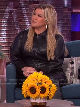 WornOnTV: Kelly’s black leather jumpsuit on The Kelly Clarkson Show