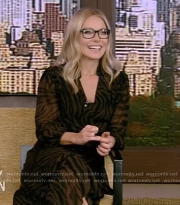 Kelly’s brown zebra print dress on Live with Kelly and Ryan