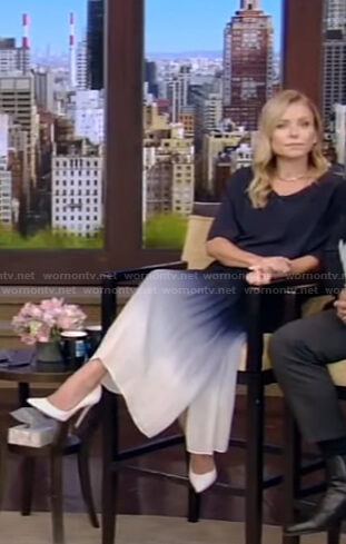 Kelly's blue ombre skirt on Live with Kelly and Ryan