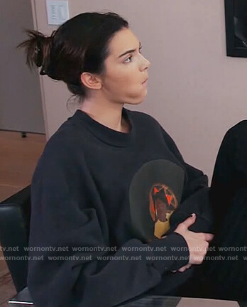 Kendall's black Jesus is King sweatshirt on Keeping Up with the Kardashians