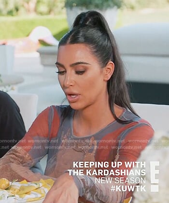 Kim's virgin and baby printed top on Keeping Up with the Kardashians