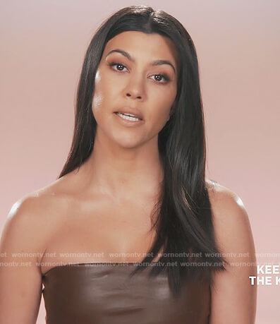 Kourtney's brown leather tube top on Keeping Up with the Kardashians