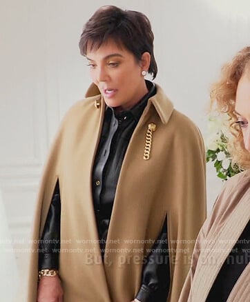 Kriss’s beige cape coat on Keeping Up with the Kardashians
