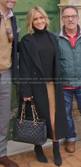 Kristin’s black turtleneck sweater and camel skirt in Italy on Very Cavallari