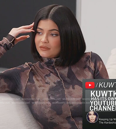 Kylie’s camo mesh top on Keeping Up with the Kardashians