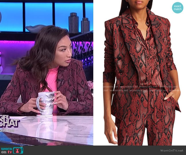 Kenzie Snake Print Blazer by L'Agence worn by Jeannie Mai on The Real