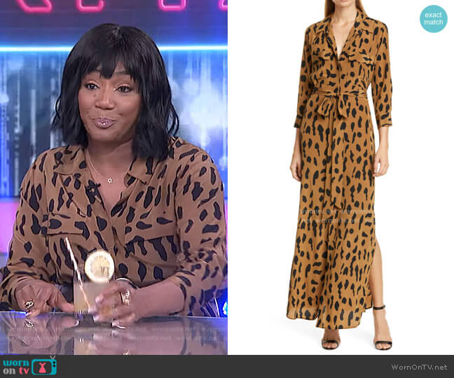 Leopard Print Silk Maxi Shirtdress by L'Agence worn by Tiffany Haddish