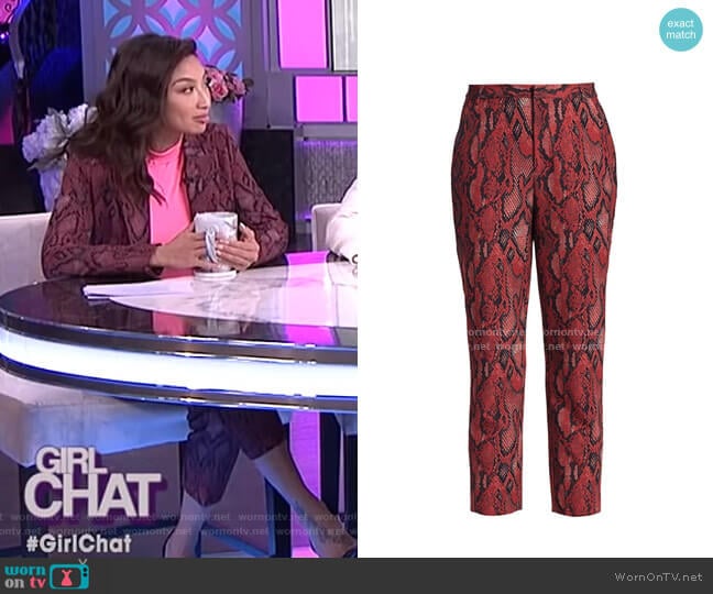 Ludivine Snake Print Crop Trousers by L'Agence worn by Jeannie Mai on The Real