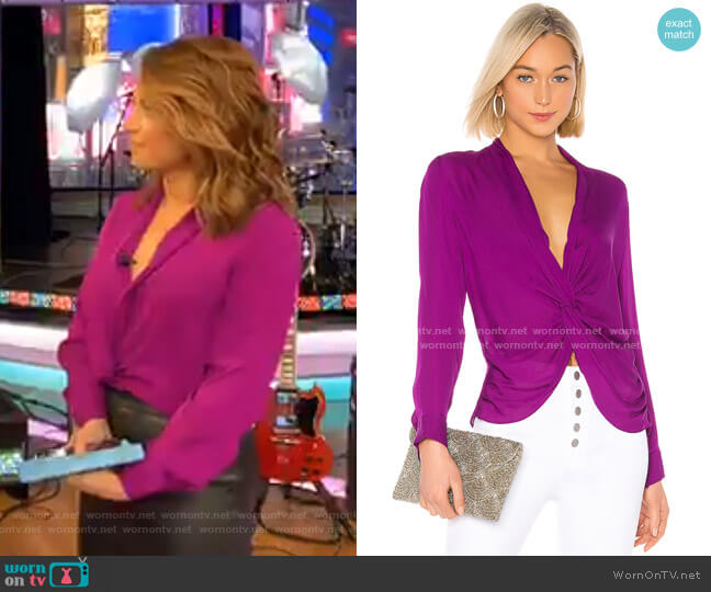 WornOnTV: Ginger’s purple twist front blouse on Good Morning America ...