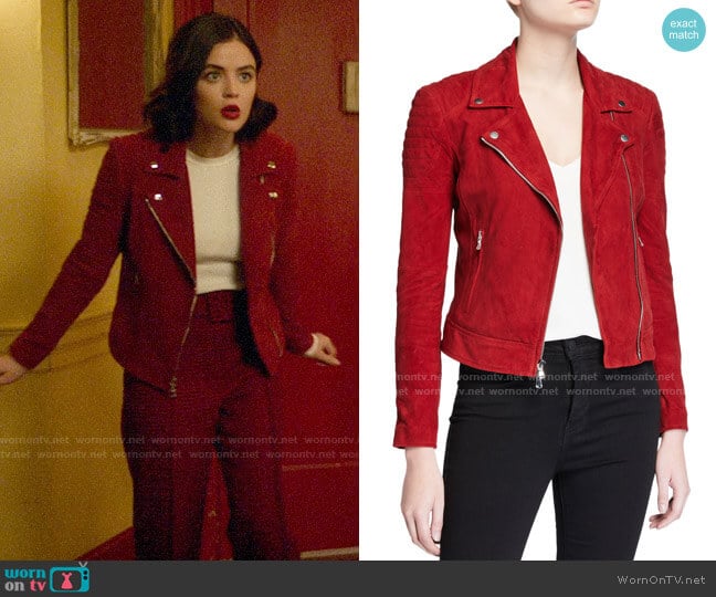 L'Agence Ryder Suede Moto Jacket worn by Katy Keene (Lucy Hale) on Katy Keene