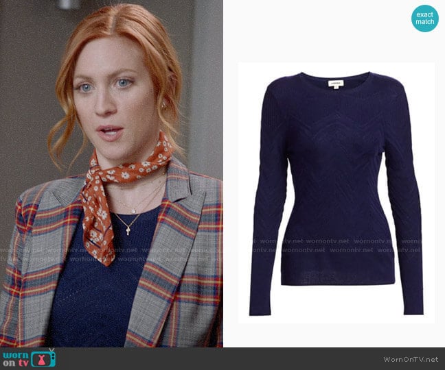 L'Agence Suka Chevron-Knit Sweater worn by Julia Bechley (Brittany Snow) on Almost Family