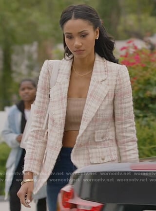 Layla's tweed check blazer on All American