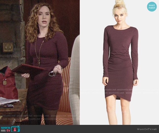 Leith Ruched Long Sleeve Dress worn by Mariah Copeland (Camryn Grimes) on The Young and the Restless