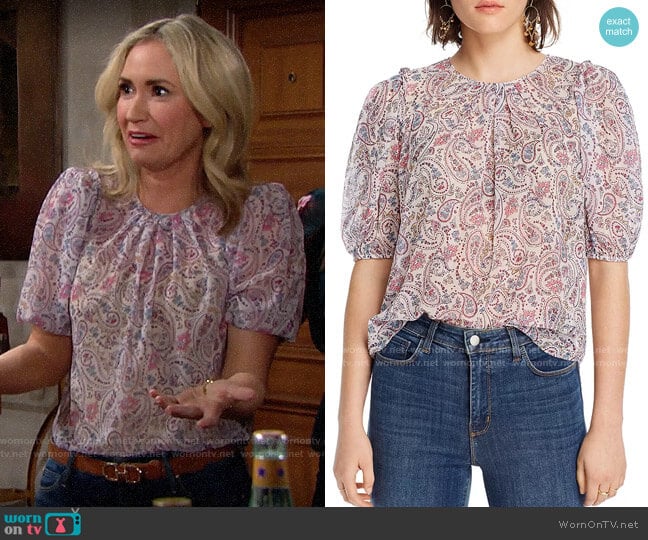 Lini Lara Paisley-Print Top worn by Bridget Forrester (Ashley Jones) on The Bold and the Beautiful