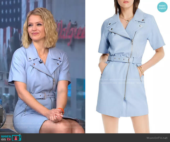 Margeaux Belted Leather Dress by Lini worn by Sara Haines on Good Morning America