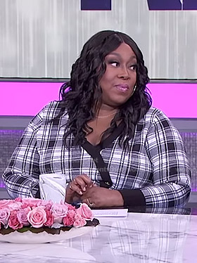 Loni’s black and white plaid dress on The Real