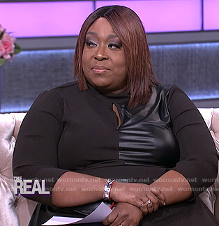 Loni’s black leather keyhole dress on The Real