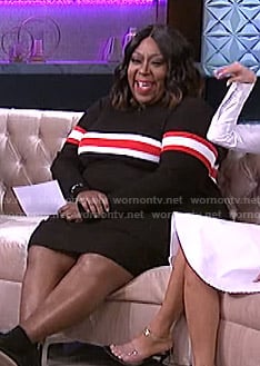 Loni’s black striped ribbed knit dress on The Real