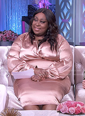 Loni’s pink satin midi dress on The Real