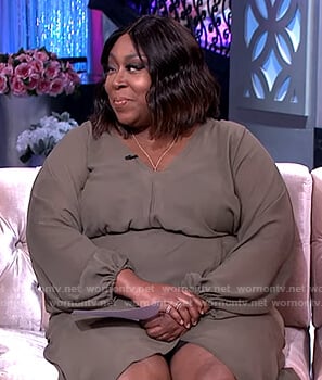 Loni’s green wrap effect dress on The Real