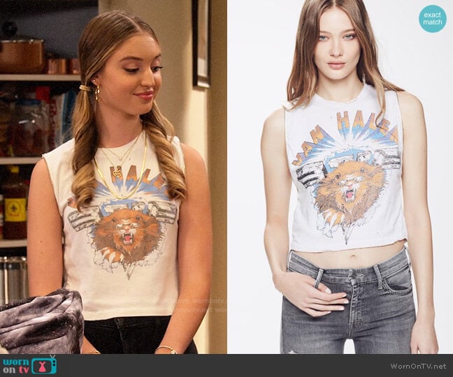 Madeworn Van Halen Lion Zip Tee worn by Brooke Bishop (Bella Podaras) on The Expanding Universe of Ashley Garcia