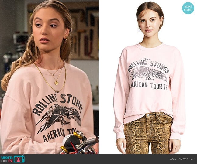 Madeworn Rolling Stones Sweatshirt worn by Brooke Bishop (Bella Podaras) on The Expanding Universe of Ashley Garcia