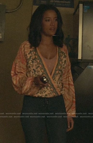 WornOnTV: Maria’s mixed print top on Roswell New Mexico | Heather ...