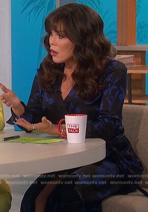 Marie's blue floral wrap dress on The Talk
