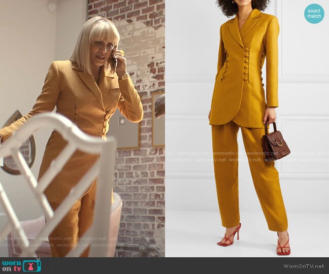 Button-Eetailed Twill Blazer and Pleated Twill Pants by Materiel worn by Giselle (Nicole Ari Parker) on Empire