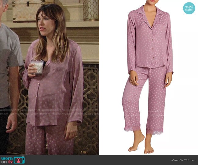 Midnight Bakery Polka Dot Jacquard Pajama Set worn by Chloe Mitchell (Elizabeth Hendrickson) on The Young and the Restless