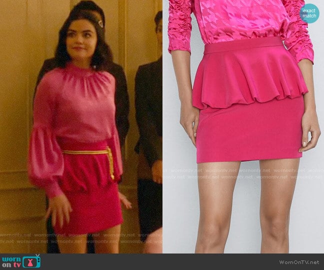 Zara Mini Balloon Skirt worn by Katy Keene (Lucy Hale) on Katy Keene