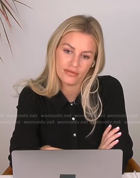 Morgan’s black ribbed button down knit top on E! News Daily Pop