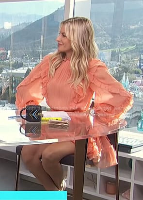 Morgan's coral ruffled mini dress on E! News Daily Pop