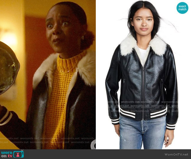 Mother The Faux Fur-Lined Bomber Jacket worn by Josie McCoy (Ashleigh Murray) on Katy Keene