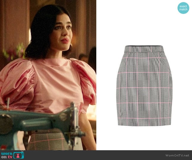 MSGM Check cotton-blend miniskirt worn by Katy Keene (Lucy Hale) on Katy Keene