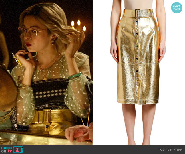 MSGM Metallic Belted Midi Skirt worn by Pepper Smith (Julia Chan) on Katy Keene