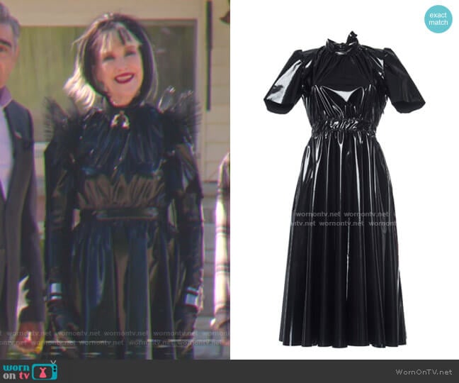 Patent Midi Dress by MSGM worn by Moira Rose (Catherine O'Hara) on Schitts Creek