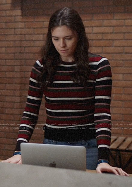 Nia's striped sweater on Supergirl