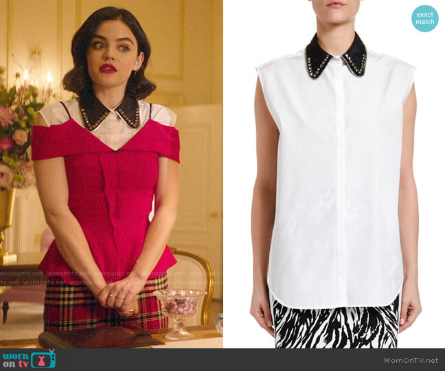 No. 21 Collared Sleeveless Button-Down Blouse worn by Katy Keene (Lucy Hale) on Katy Keene