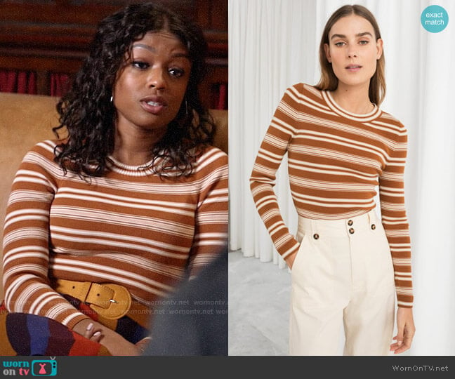 & Other Stories Fitted Striped Top worn by Ali Finer (Javicia Leslie) on God Friended Me