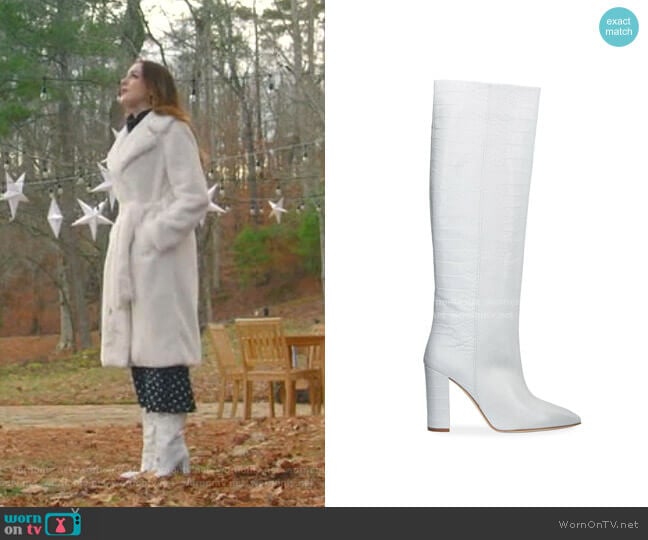 Croc-Embossed Leather Knee Boots by Paris Texas worn by Fallon Carrington (Elizabeth Gillies) on Dynasty