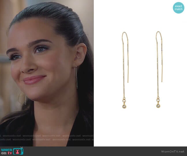 Diamond Ear Threads by Peggy Li worn by Jane Sloan (Katie Stevens) on The Bold Type