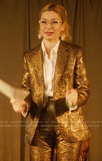 Pepper's gold suit on Katy Keene