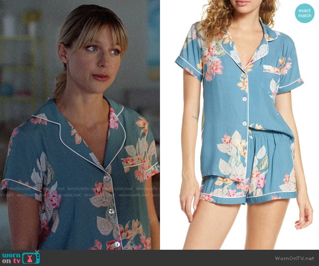 Plum Pretty Sugar Floral Print Short Pajamas in Boheme worn by Kara Danvers (Melissa Benoist) on Supergirl