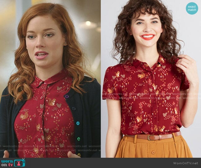 Articulated Charm Button-Up Top by Princess Highway worn by Zoey Clarke (Jane Levy) on Zoeys Extraordinary Playlist