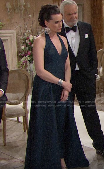 Quinn’s teal blue halter neck gown on The Bold and the Beautiful