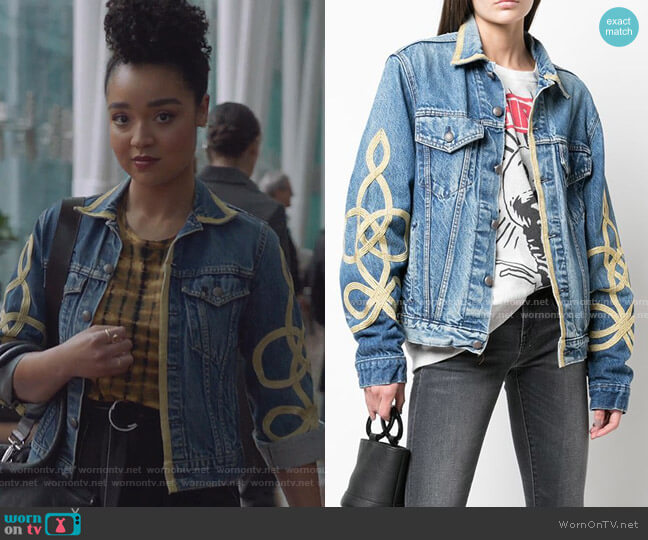 WornOnTV: Kat’s yellow tie dye top and embroidered denim jacket on The ...